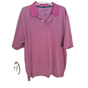 George Strait Polo Shirt Mens XL Purple Stripe Short Sleeve Golf